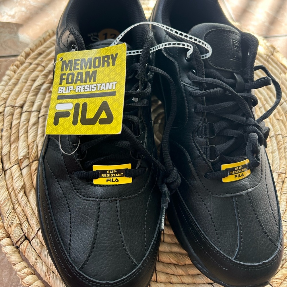 FILA Men’s Black Athletic Slip-Resistant Memory Foam Sneakers
